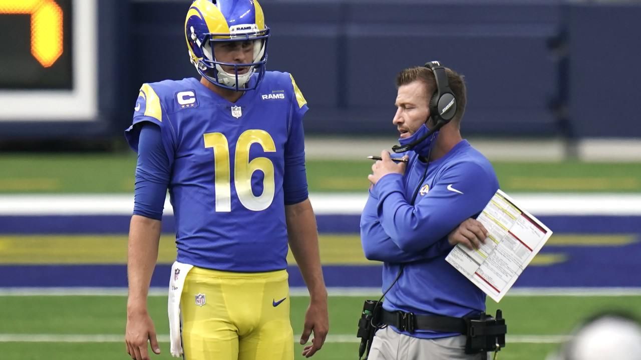 Coach Sean McVay and Quarterback Jared Goff of the Los Angeles Rams