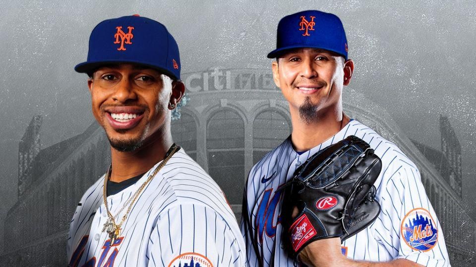 Francisco Lindor and Carlos Carrasco of the New York Mets