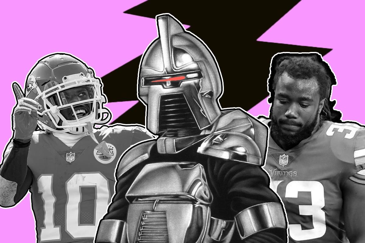 From left to right, Tyreek Hill, Cylon Centurion, Dalvin Cook