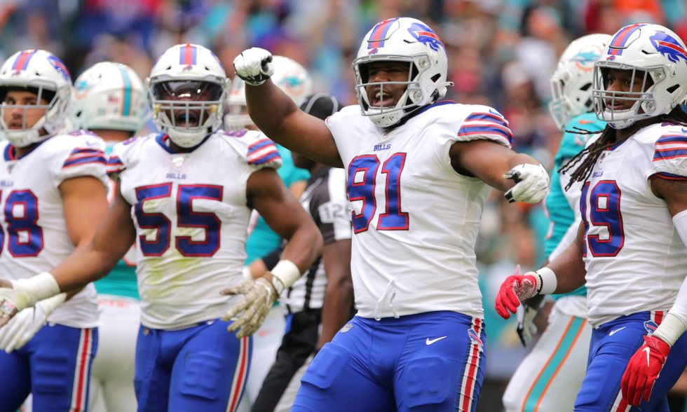 Buffalo Defense celebrates sack.